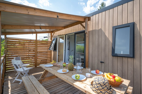 Location mobil home Hautes-Alpes terrasse